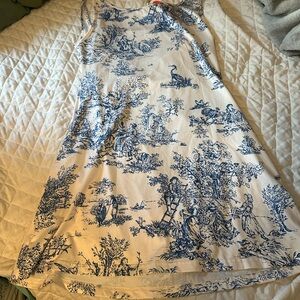 Cider Blue and Cream Patterned Dress